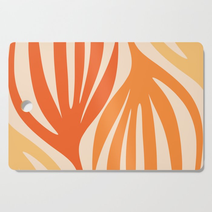 Maldives Abstract Botanical Pattern in Tangerine Orange Tones Cutting Board Gallery Image 1