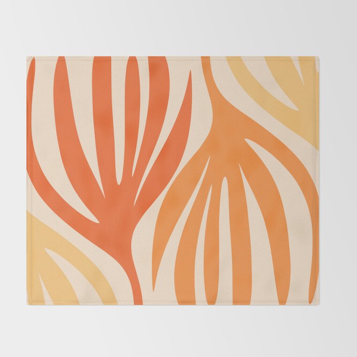 Maldives Abstract Botanical Pattern in Tangerine Orange Tones Throw Blanket Gallery Image 2
