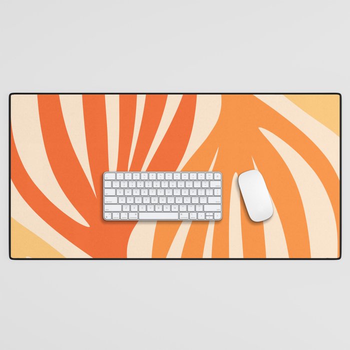 Maldives Abstract Botanical Pattern in Tangerine Orange Tones Desk Mat Gallery Image 1