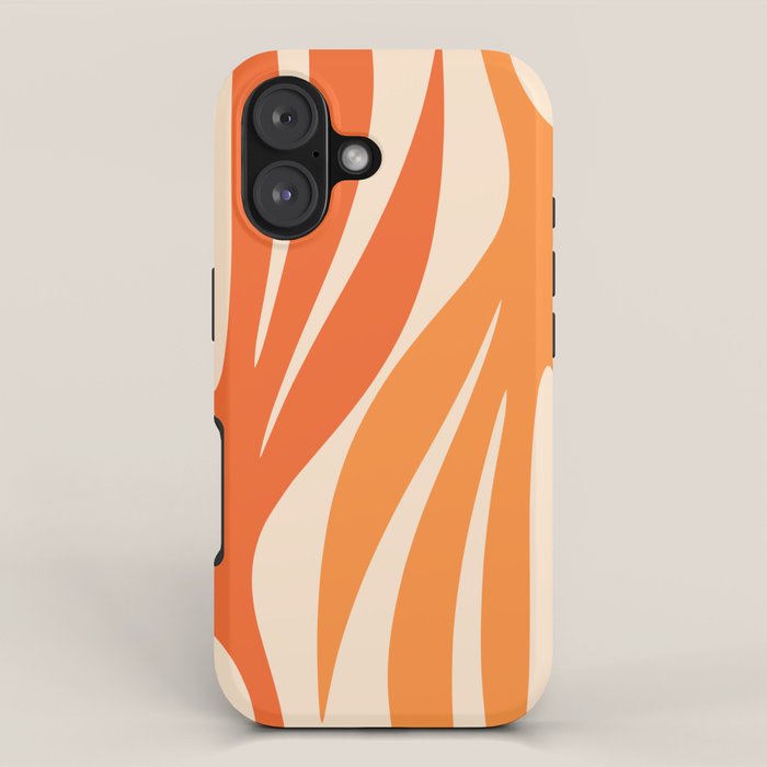 Maldives Abstract Botanical Pattern in Tangerine Orange Tones iPhone Case Gallery Image 1