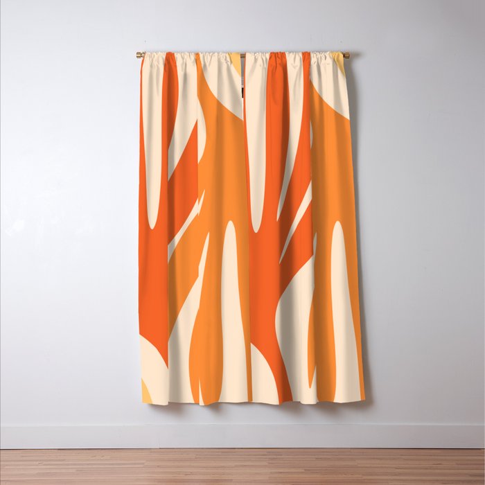 Maldives Abstract Botanical Pattern in Tangerine Orange Tones Window Curtain Gallery Image 3
