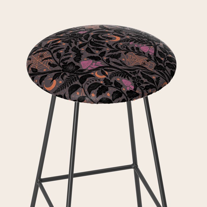 Mysterious Garden - black, gray, orange, and purple Stool Gallery Image 2