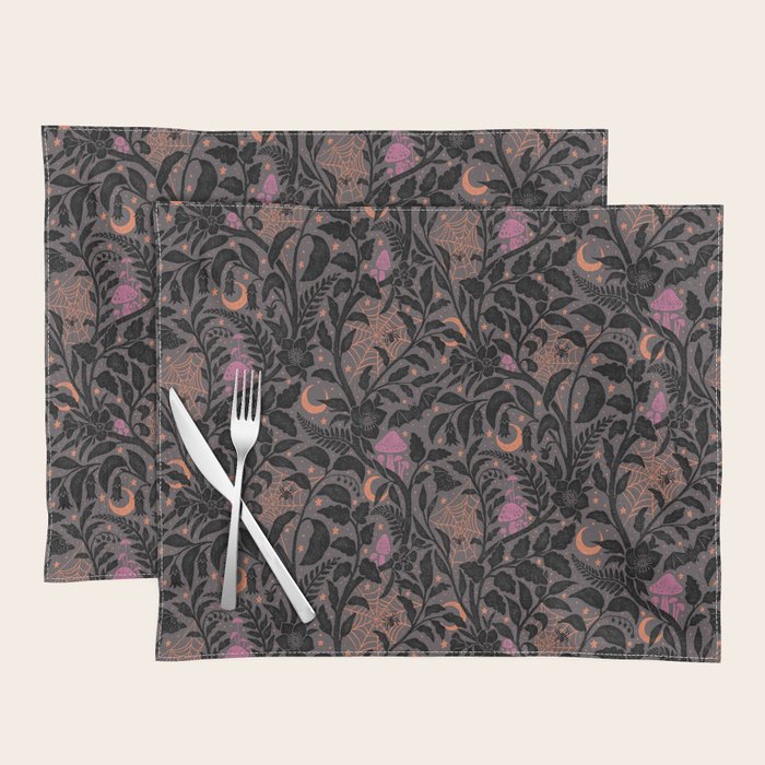 Mysterious Garden - black, gray, orange, and purple Placemat Gallery Image 1