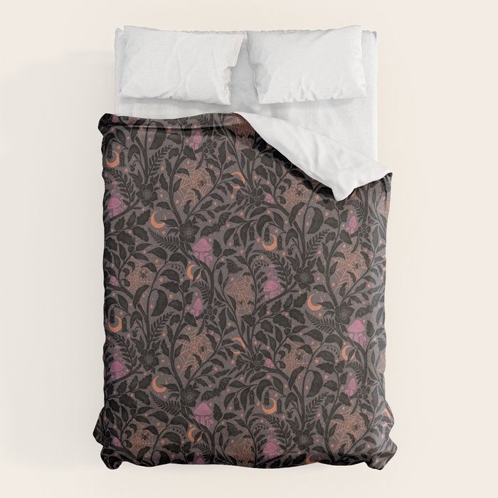 Mysterious Garden - black, gray, orange, and purple Duvet Cover Gallery Image 6