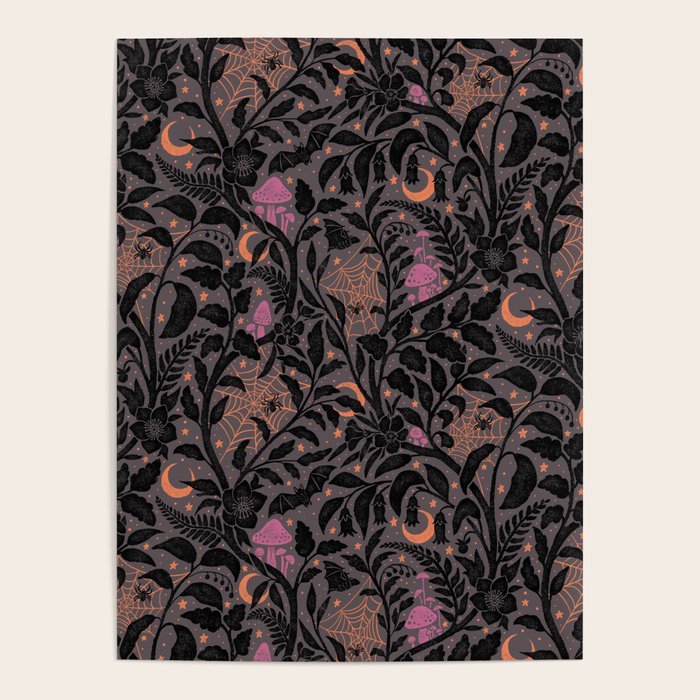 Mysterious Garden - black, gray, orange, and purple Poster Gallery Image 1