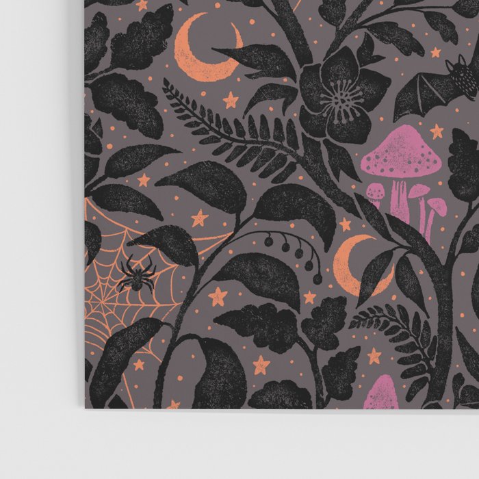 Mysterious Garden - black, gray, orange, and purple Poster Gallery Image 3