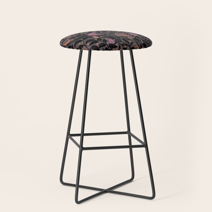 Mysterious Garden - black, gray, orange, and purple Stool Gallery Image 1