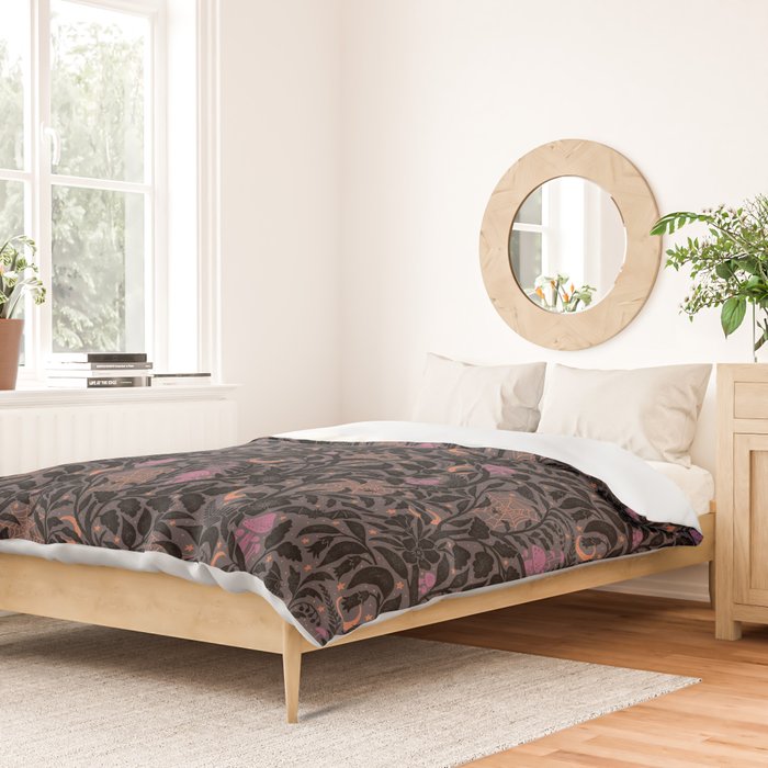 Mysterious Garden - black, gray, orange, and purple Duvet Cover Gallery Image 2