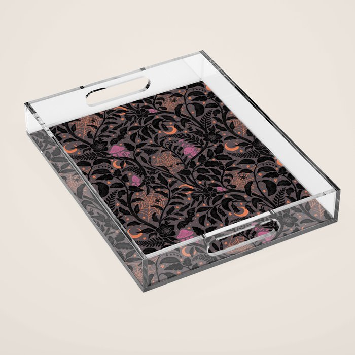 Mysterious Garden - black, gray, orange, and purple Acrylic Tray Gallery Image 1
