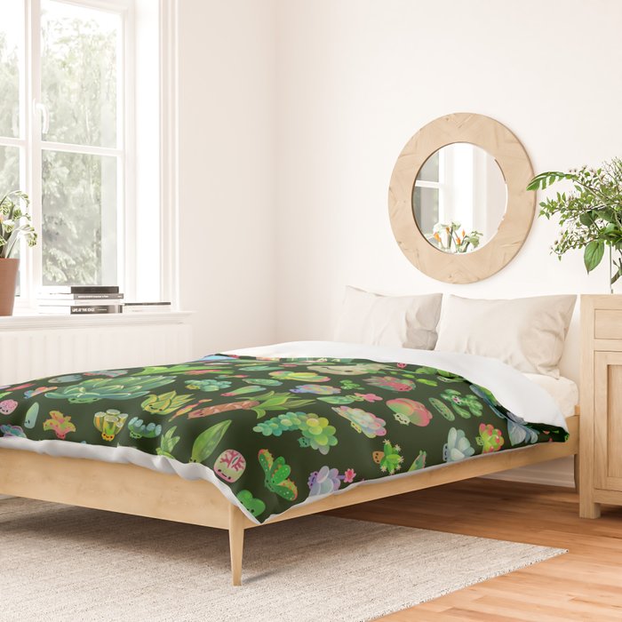 Baby succulents - mix (dark) Duvet Cover Gallery Image 2
