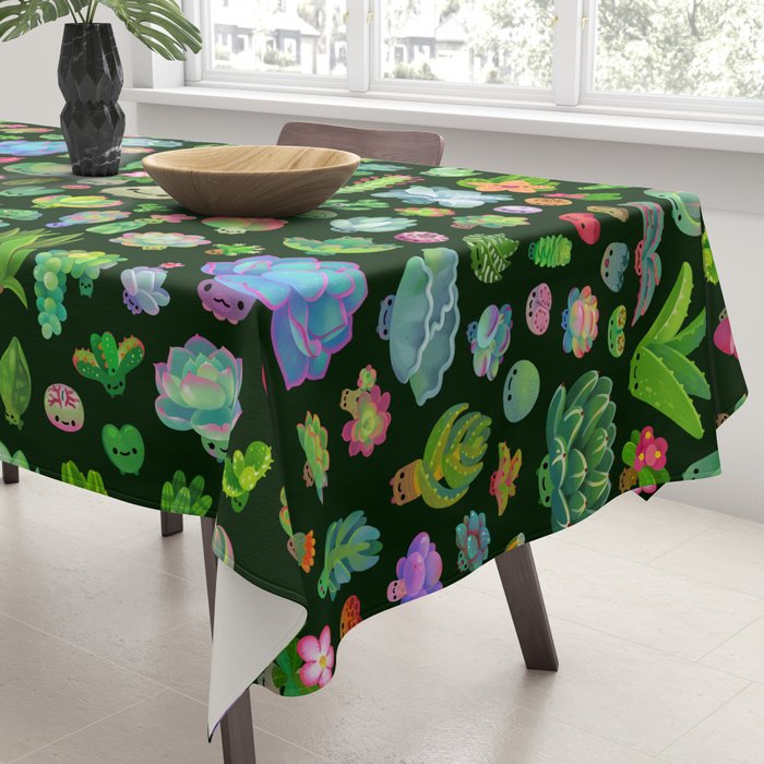 Baby succulents - mix (dark) Tablecloth Gallery Image 3