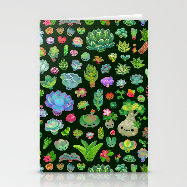 Baby succulents - mix (dark) Stationery Card Gallery Image 1