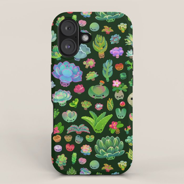 Baby succulents - mix (dark) iPhone Case Gallery Image 1