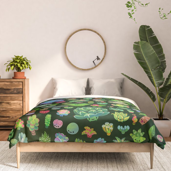 Baby succulents - mix (dark) Comforter Gallery Image 3