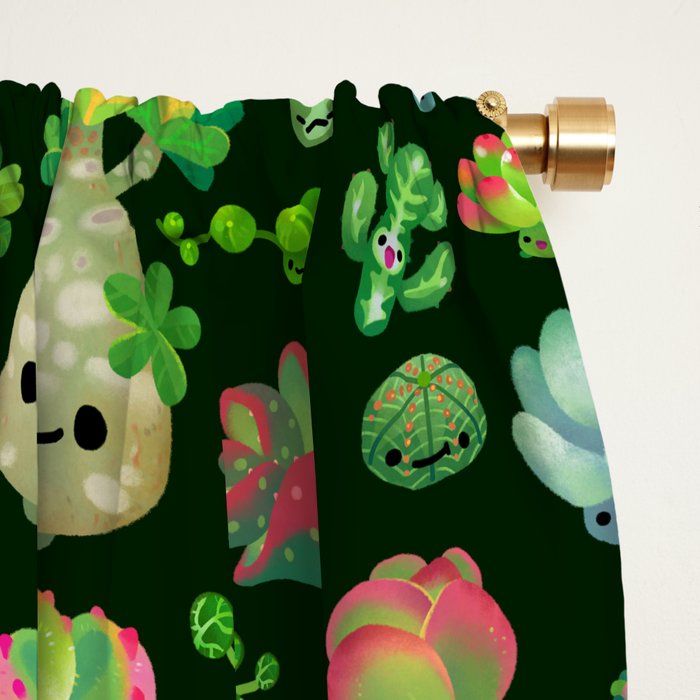 Baby succulents - mix (dark) Window Curtain Gallery Image 2