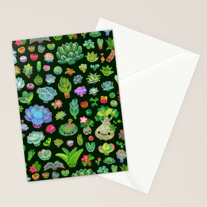 Baby succulents - mix (dark) Stationery Card Gallery Image 2