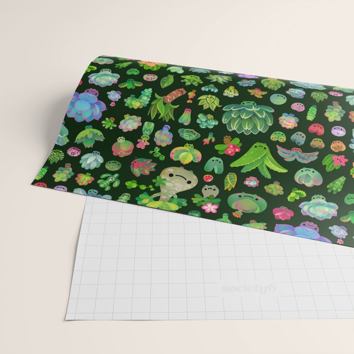 Baby succulents - mix (dark) Wrapping Paper Gallery Image 2