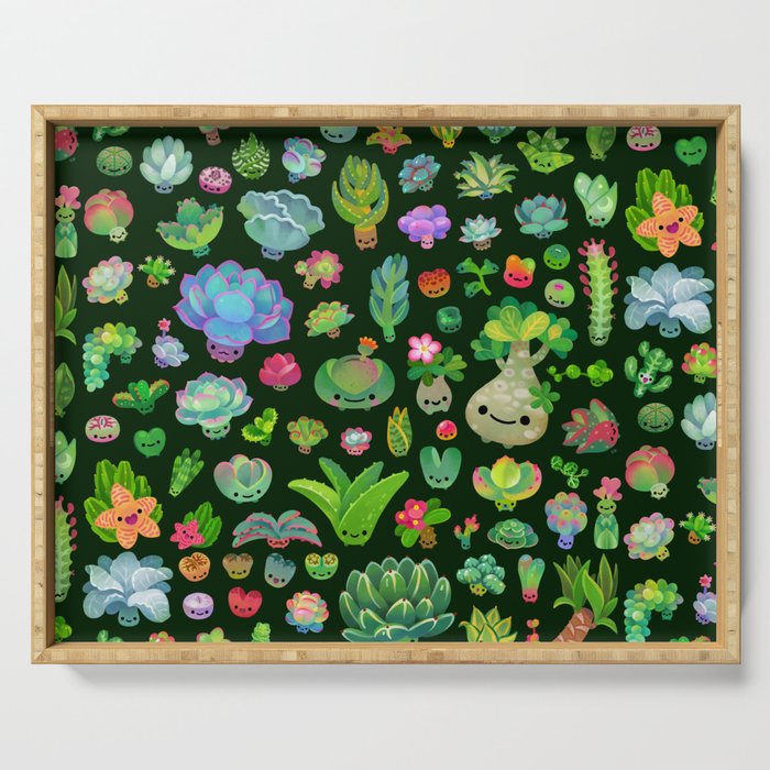 Baby succulents - mix (dark) Serving Tray Gallery Image 1