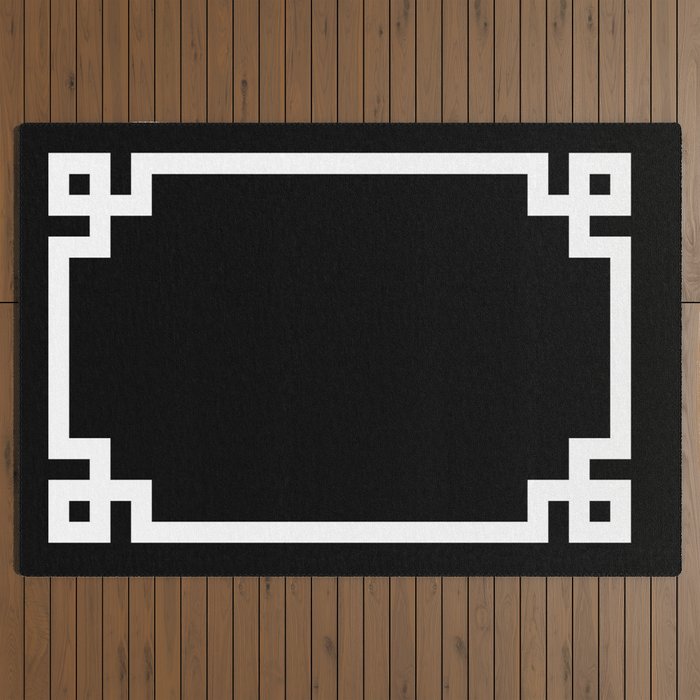 Black and White Greek Key Border Outdoor Rug Gallery Image 3