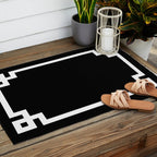 Black and White Greek Key Border Outdoor Rug Gallery Image 2