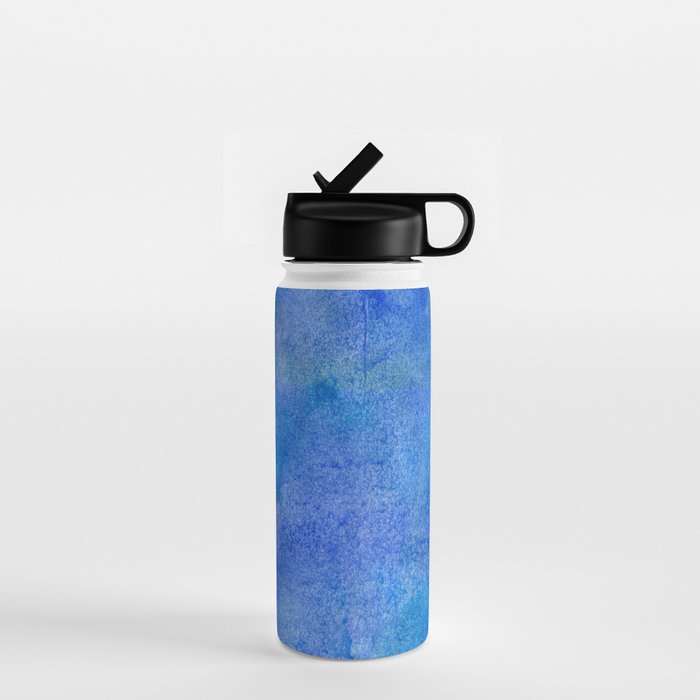 Hand painted abstract blue green watercolor brushstrokes Water Bottle Gallery Image 1