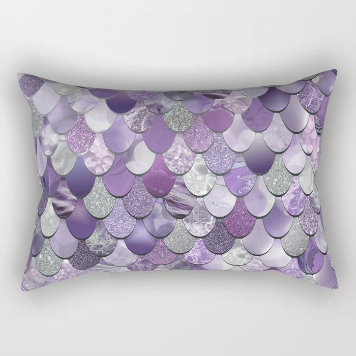 Mermaid Purple and Silver Rectangular Pillow Gallery Image 2