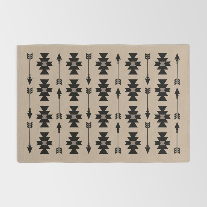 Southwestern Arrow Pattern 232 Black and Beige Rug Gallery Image 2