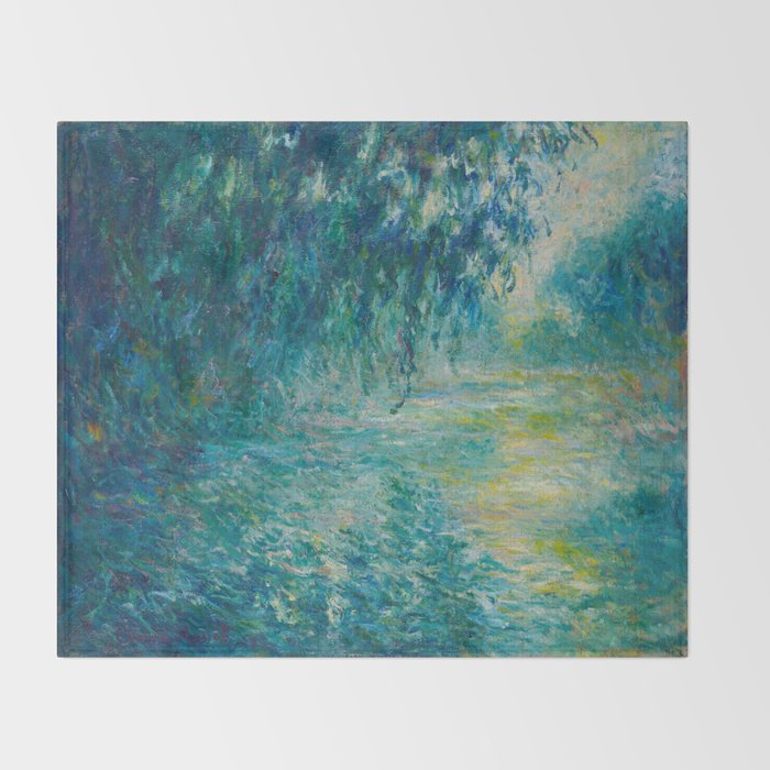Claude Monet Impressionist Landscape Oil Painting Morning on the Seine Throw Blanket Gallery Image 2