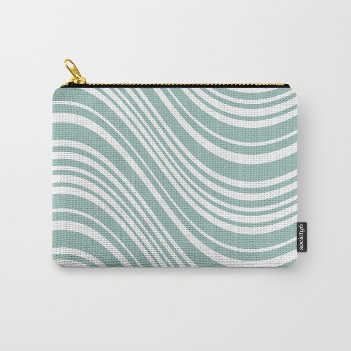 Wavy Stripes XXXVII - Sage Green Carry All Pouch Gallery Image 1