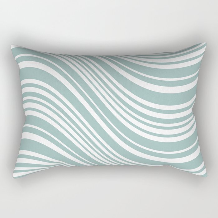 Wavy Stripes XXXVII - Sage Green Rectangular Pillow Gallery Image 2