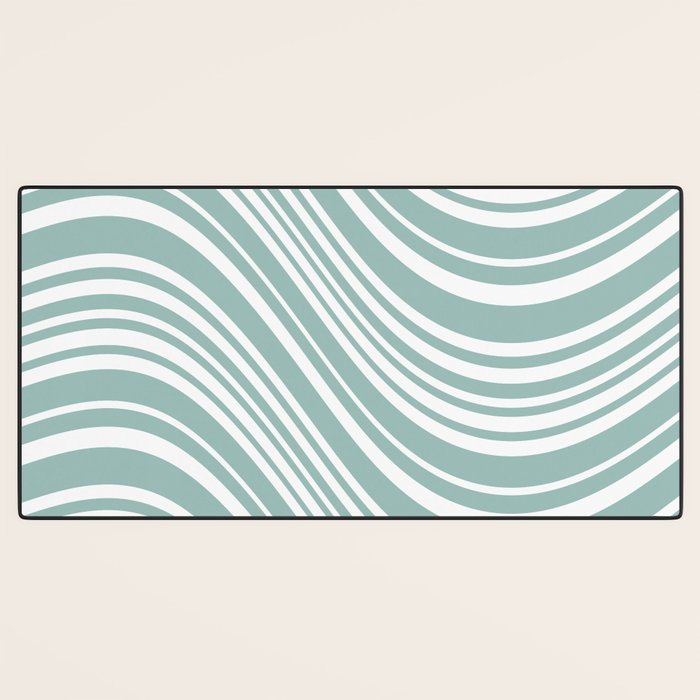 Wavy Stripes XXXVII - Sage Green Desk Mat Gallery Image 3
