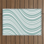 Wavy Stripes XXXVII - Sage Green Outdoor Rug Gallery Image 1