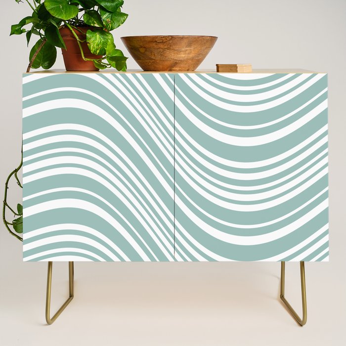 Wavy Stripes XXXVII - Sage Green Credenza Gallery Image 1