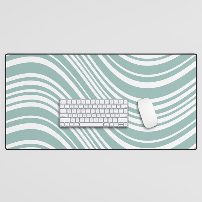 Wavy Stripes XXXVII - Sage Green Desk Mat Gallery Image 1