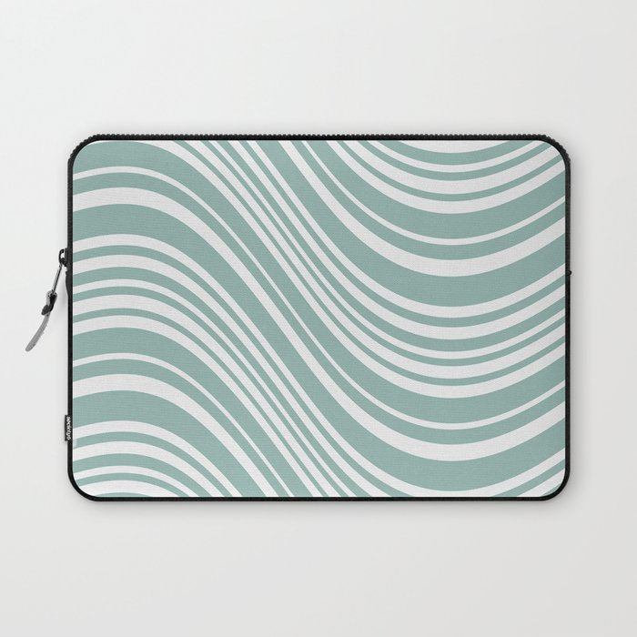 Wavy Stripes XXXVII - Sage Green Laptop Sleeve Gallery Image 1