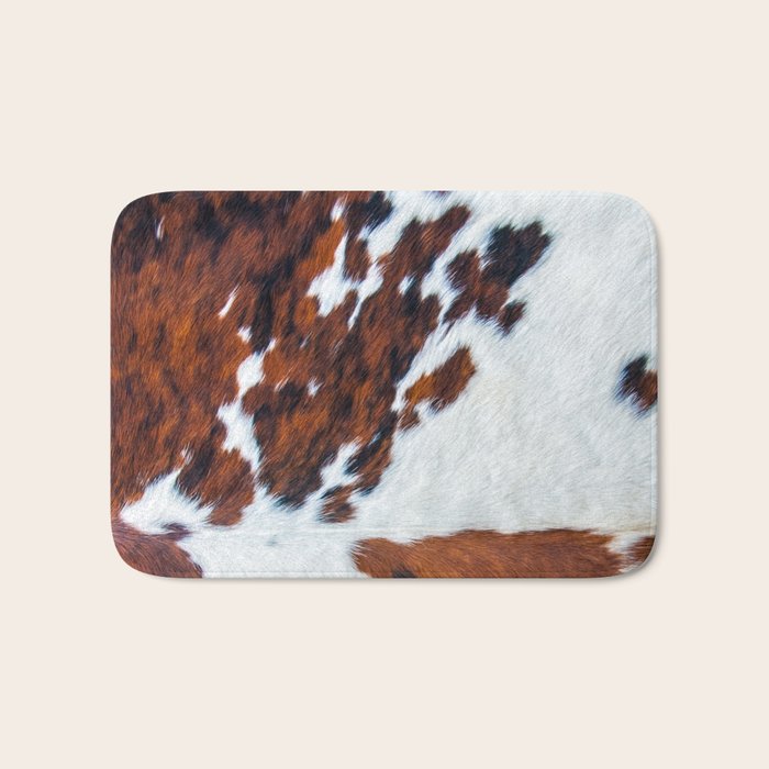 Rustic cow faux fur, cowhide Bath Mat Gallery Image 1