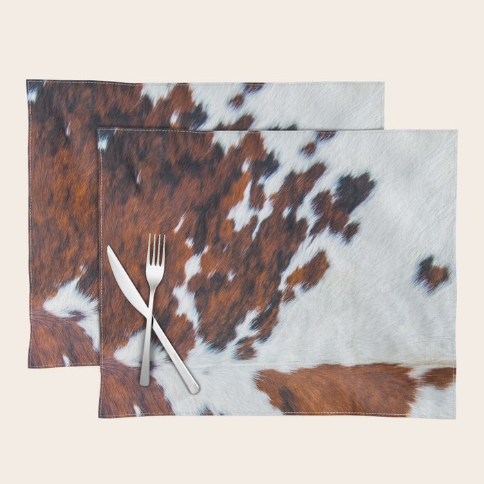 Rustic cow faux fur, cowhide Placemat Gallery Image 1