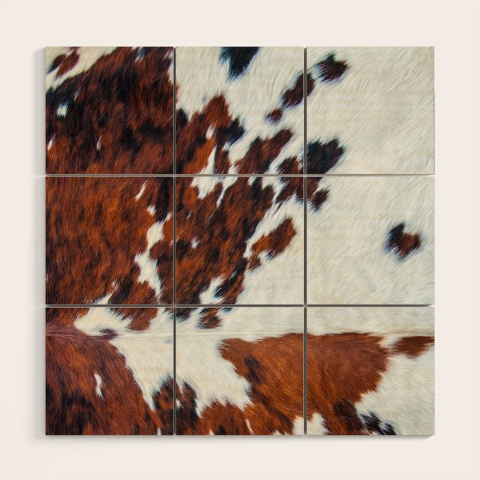 Rustic cow faux fur, cowhide Wood Wall Art Gallery Image 1