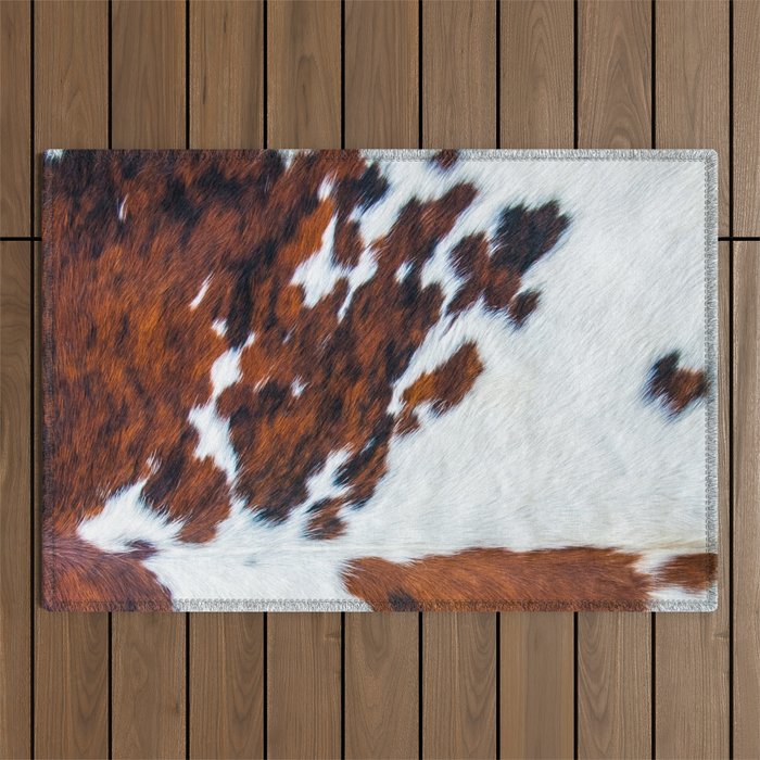 Rustic cow faux fur, cowhide Outdoor Rug Gallery Image 1