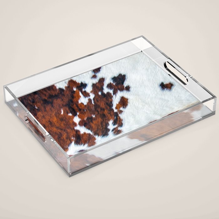 Rustic cow faux fur, cowhide Acrylic Tray Gallery Image 1