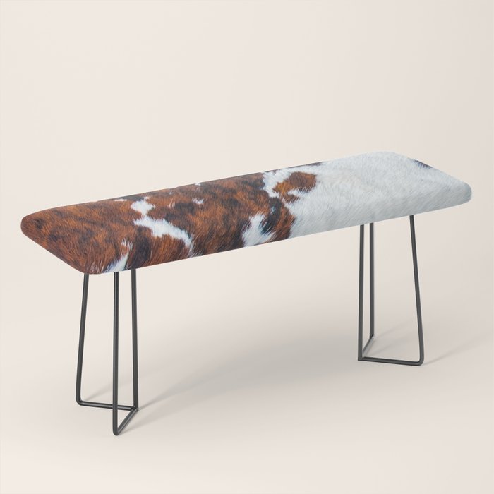 Rustic cow faux fur, cowhide Bench Gallery Image 1