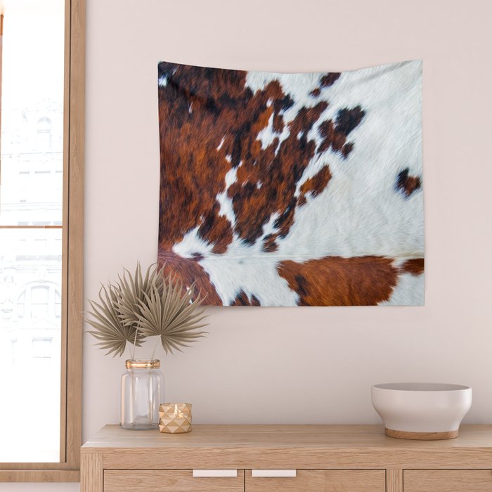 Rustic cow faux fur, cowhide Wall Tapestry Gallery Image 2