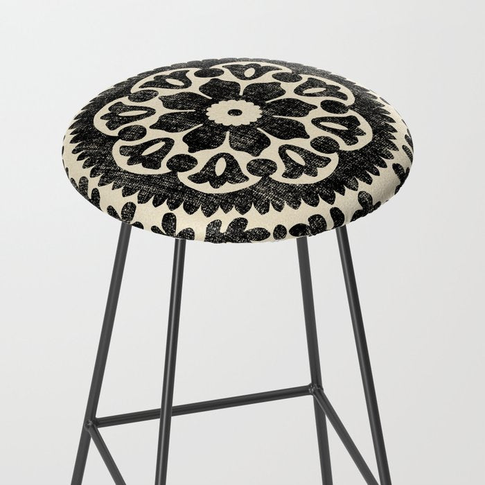 Folk Art Mandala - black and cream Stool Gallery Image 2