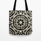 Folk Art Mandala - black and cream Tote Bag Gallery Image 1
