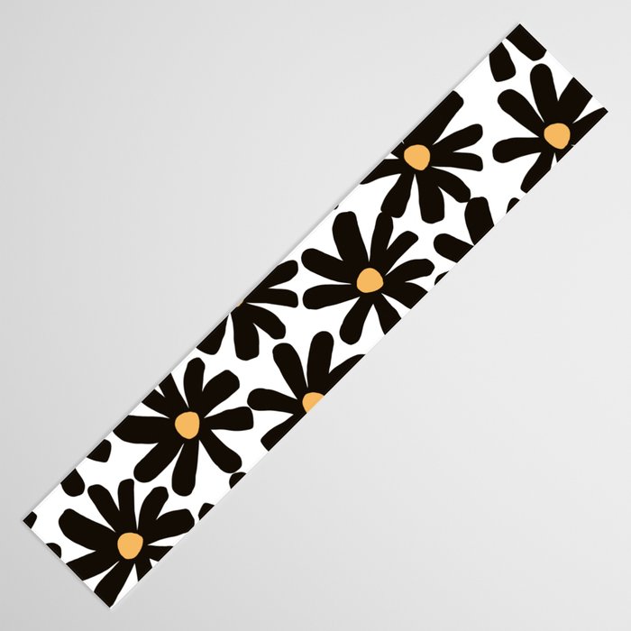 Retro modern black daisies  Table Runner Gallery Image 3