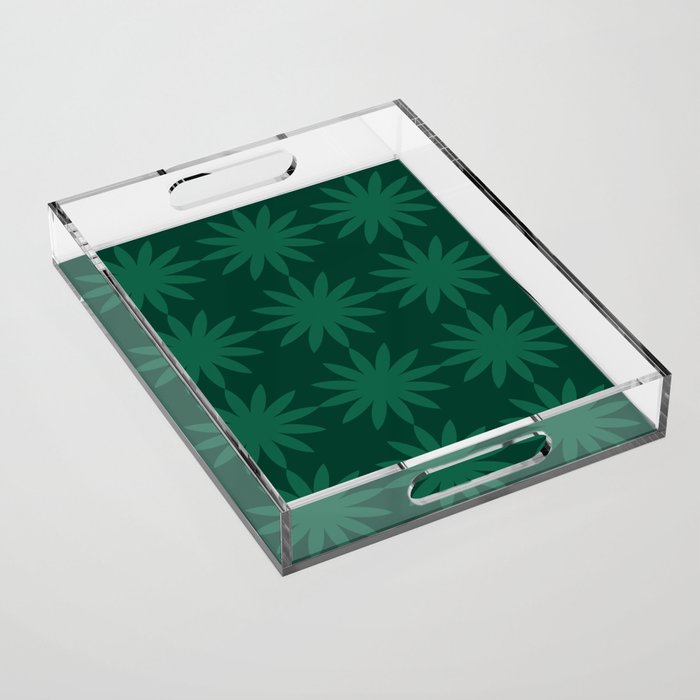 Emerald star flower Acrylic Tray Gallery Image 1