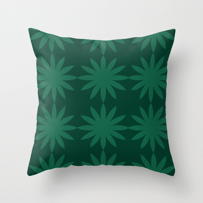 Emerald star flower Throw Pillow Gallery Image 6