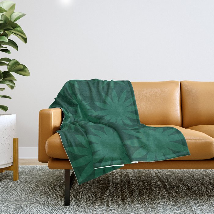 Emerald star flower Throw Blanket Gallery Image 1