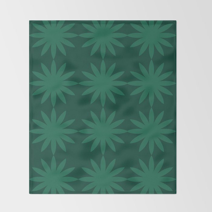 Emerald star flower Throw Blanket Gallery Image 2
