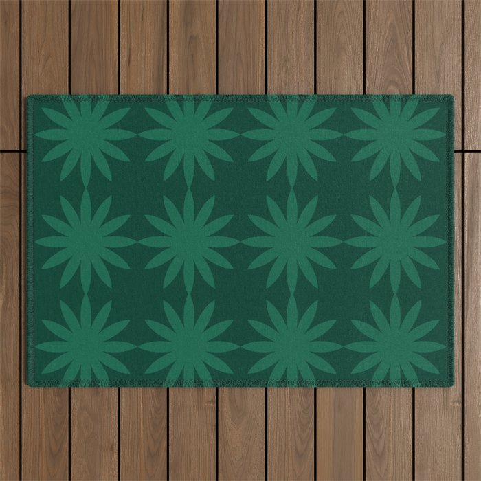 Emerald star flower Outdoor Rug Gallery Image 1